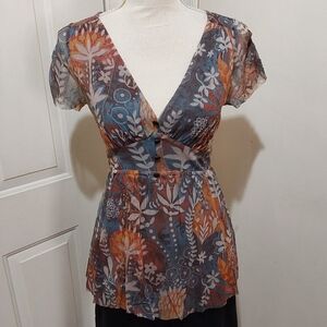 🌺 Westonwear Floral V-Neck Fitted Blouse